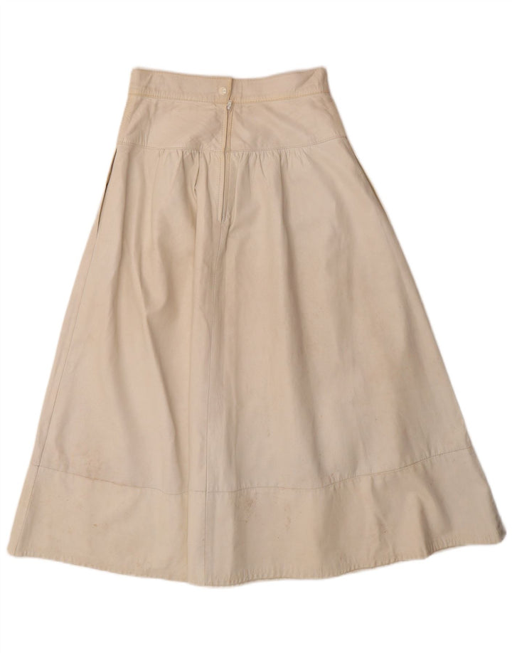 Vintage Womens Leather 2 Piece Skirt Set UK 12 Medium W26  Off White