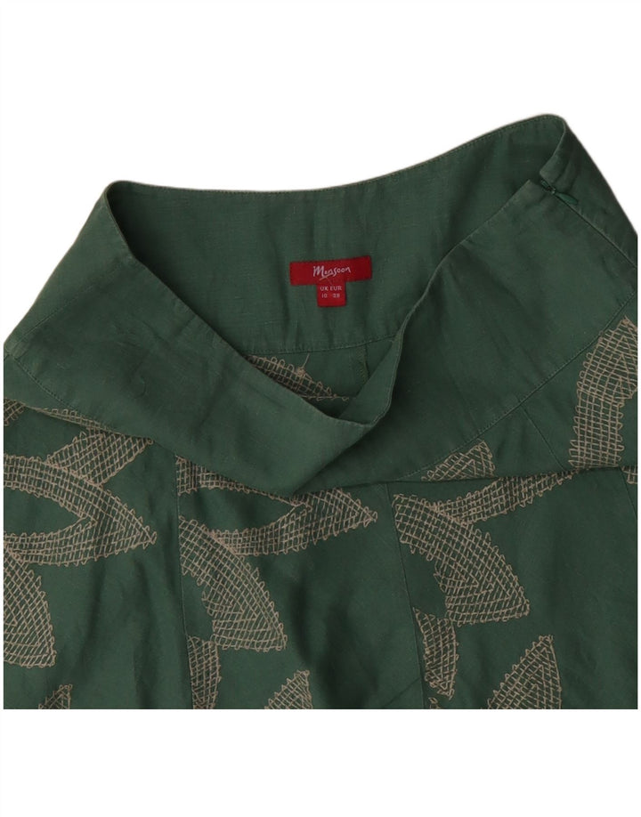 MONSOON Womens Low Waist A-Line Skirt UK 10 Small W32 Green Floral Cotton