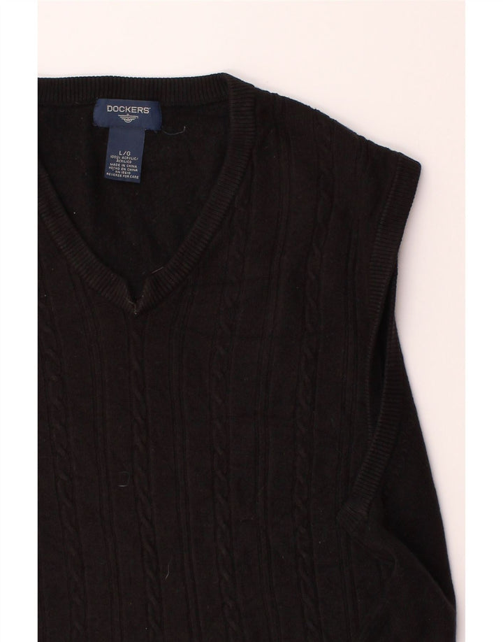 DOCKERS Mens Vest Tank Top Large Black Striped Acrylic Vintage Dockers and Second-Hand Dockers from Messina Hembry 