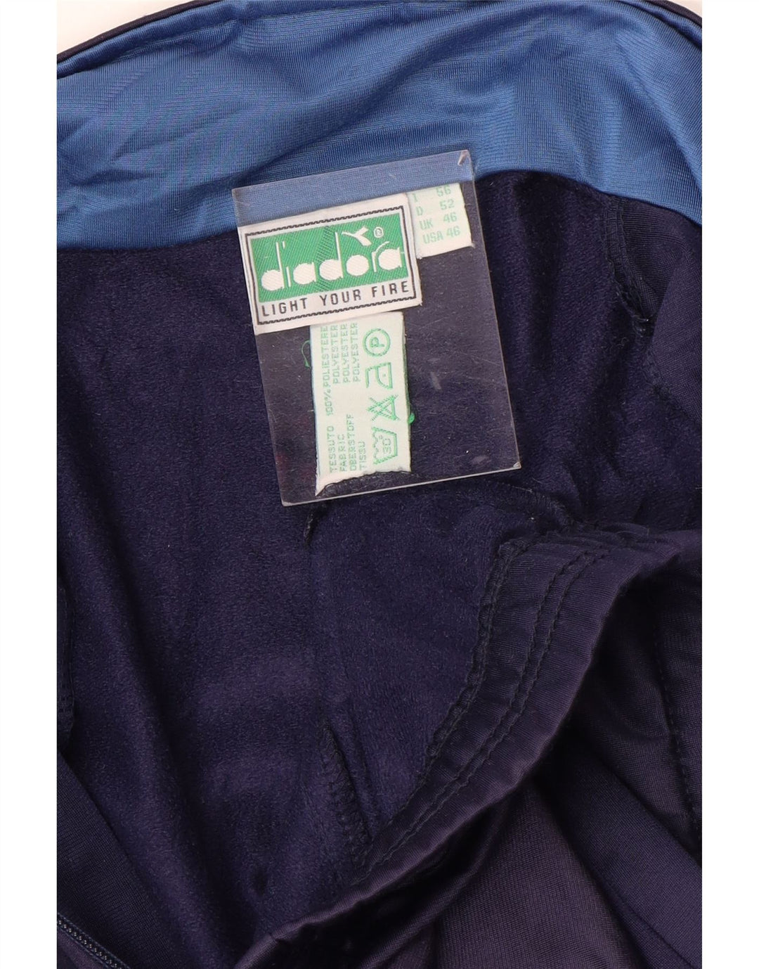 DIADORA Mens Tracksuit Top Jacket UK 46 XL Navy Blue Colourblock Polyester