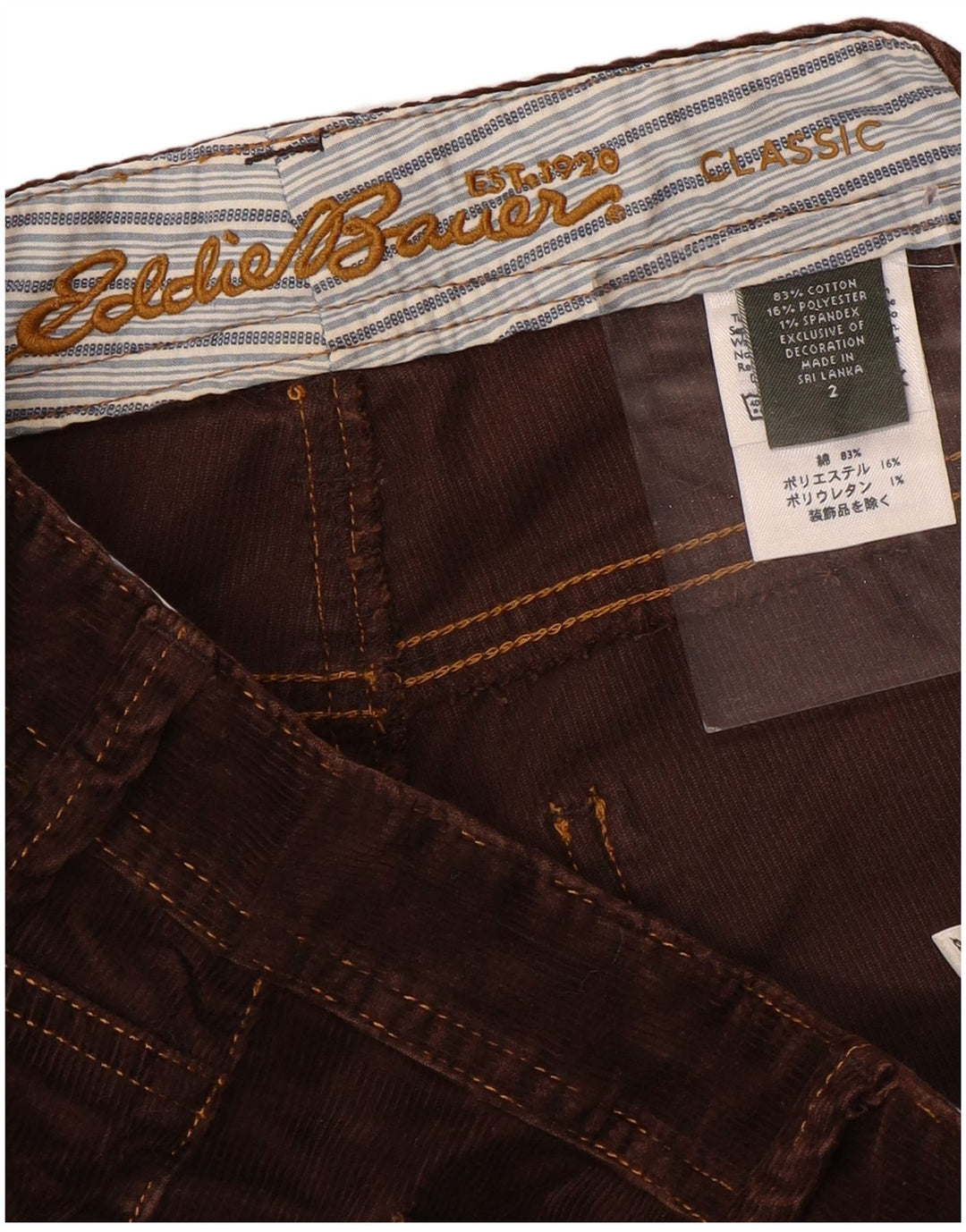 Eddie Bauer Womens Bootcut Corduroy Trousers US 2 XS W30 L30 Brown Cotton