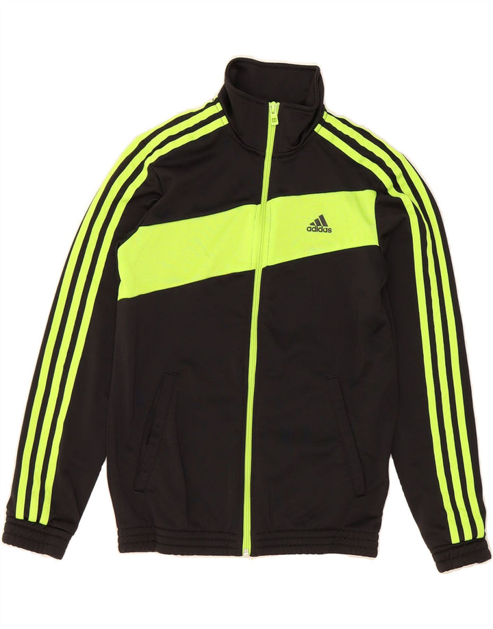 ADIDAS Boys Tracksuit Top Jacket 11-12 Years Black Colourblock Polyester Vintage Adidas and Second-Hand Adidas from Messina Hembry 