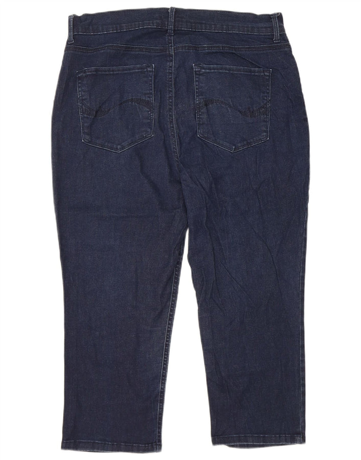 LEE Womens Easy Fit High Waist Capri Jeans US 16 2XL W34 L21 Navy Blue