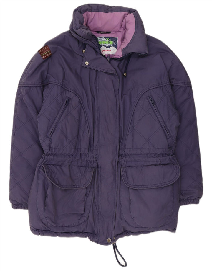 DIADORA Womens Oversized Padded Jacket UK 10 Small Navy Blue Polyester