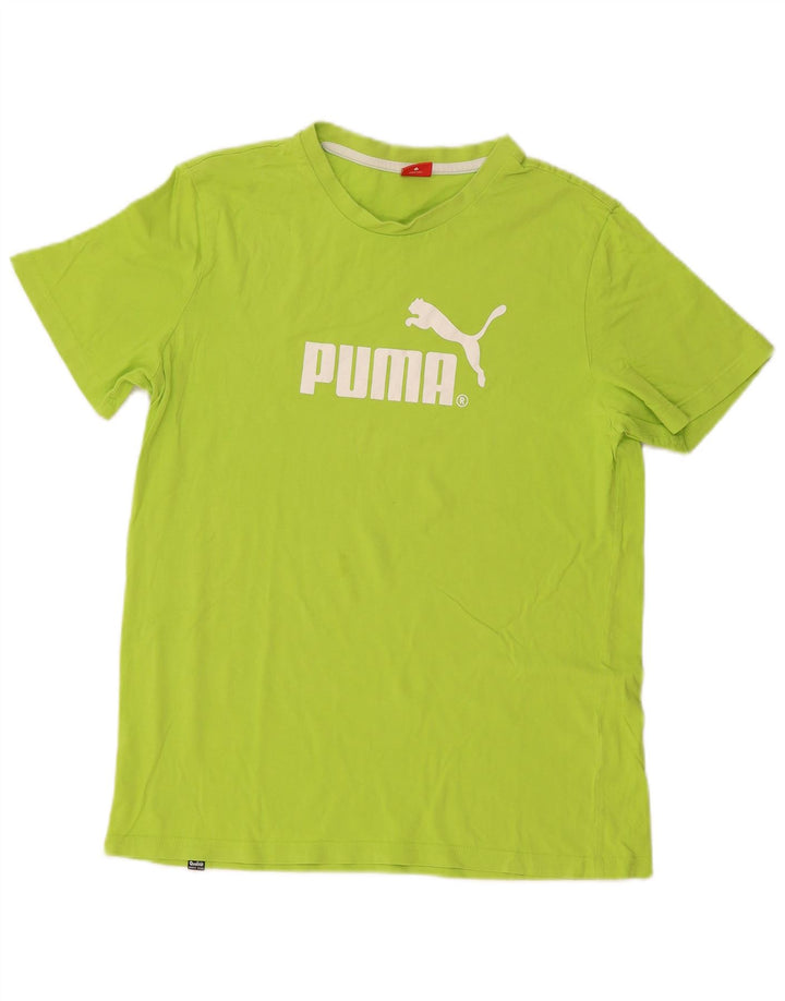 PUMA Girls Graphic T-Shirt Top 15-16 Years Green Cotton