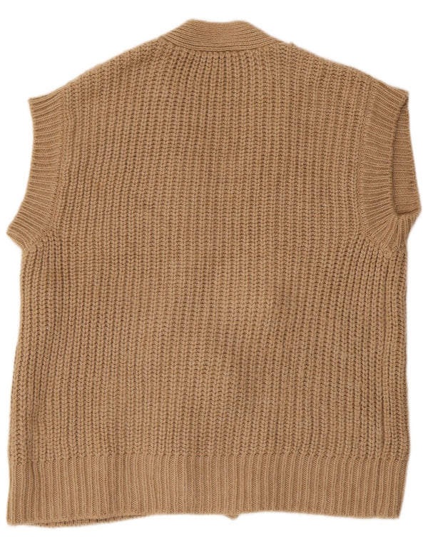 Zara Womens Oversized Short Sleeve Wrap Cardigan Sweater UK 10 Small Beige