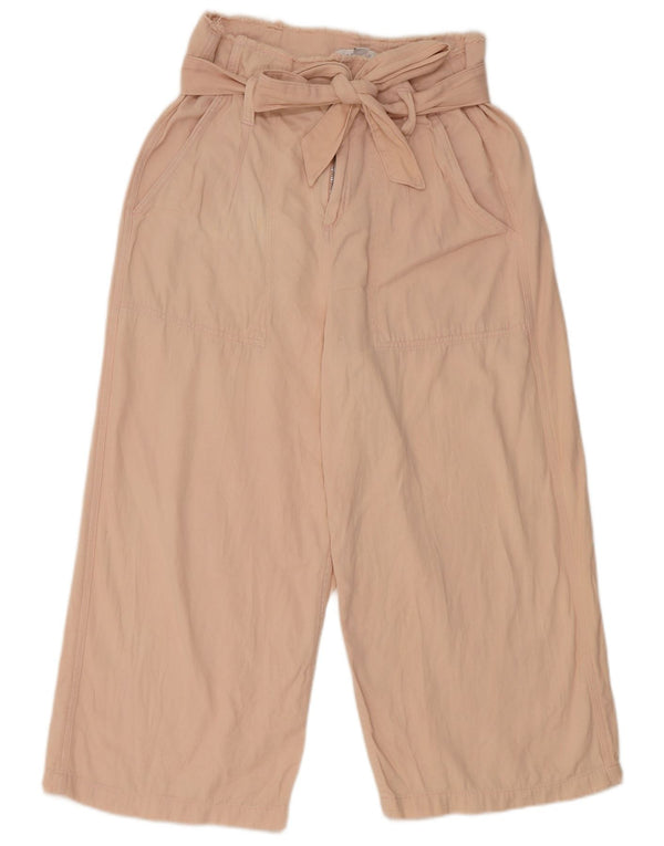 Topshop Womens High Waist Capri Trousers UK 12 Medium W30 L21 Pink Cotton