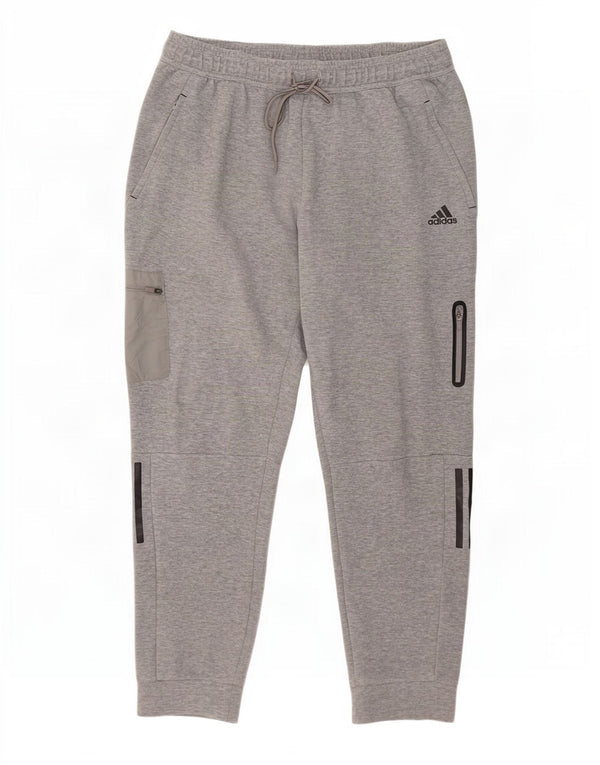 Adidas Mens Cargo Tracksuit Trousers Joggers Large Grey Flecked Cotton
