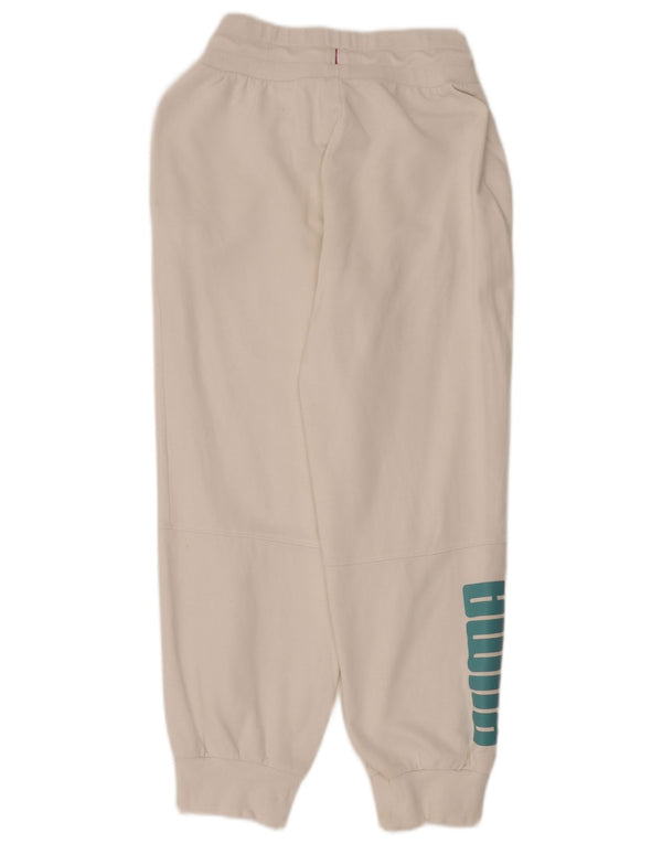 Puma Womens Graphic Tracksuit Trousers Joggers UK 10 Small White Cotton