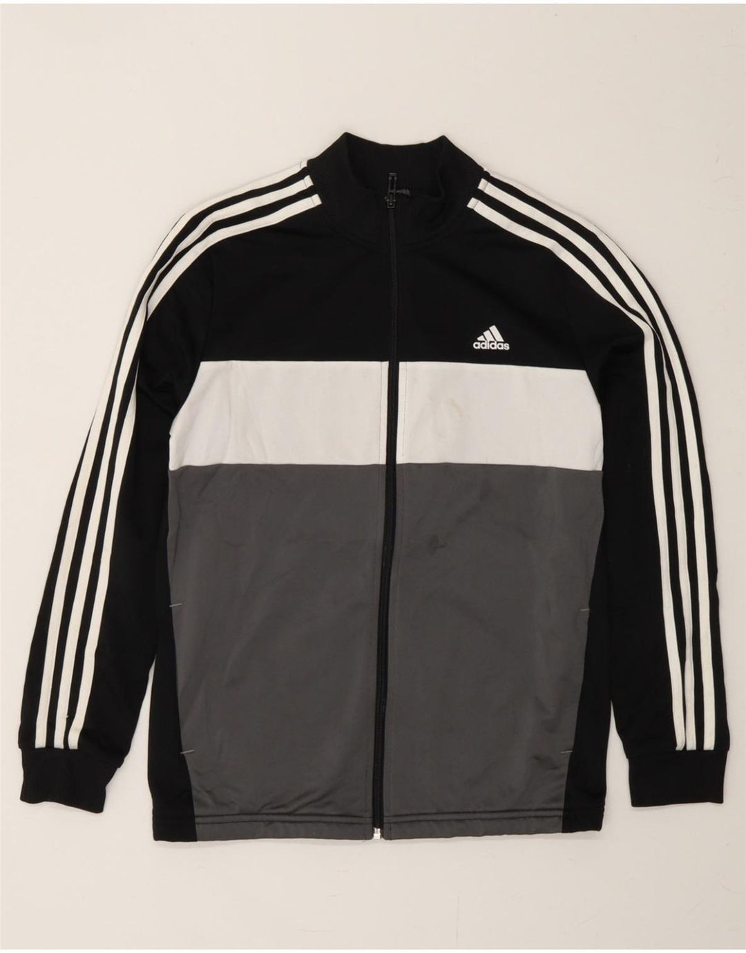 ADIDAS Boys Tracksuit Top Jacket 13-14 Years Black Colourblock Polyester Vintage Adidas and Second-Hand Adidas from Messina Hembry 
