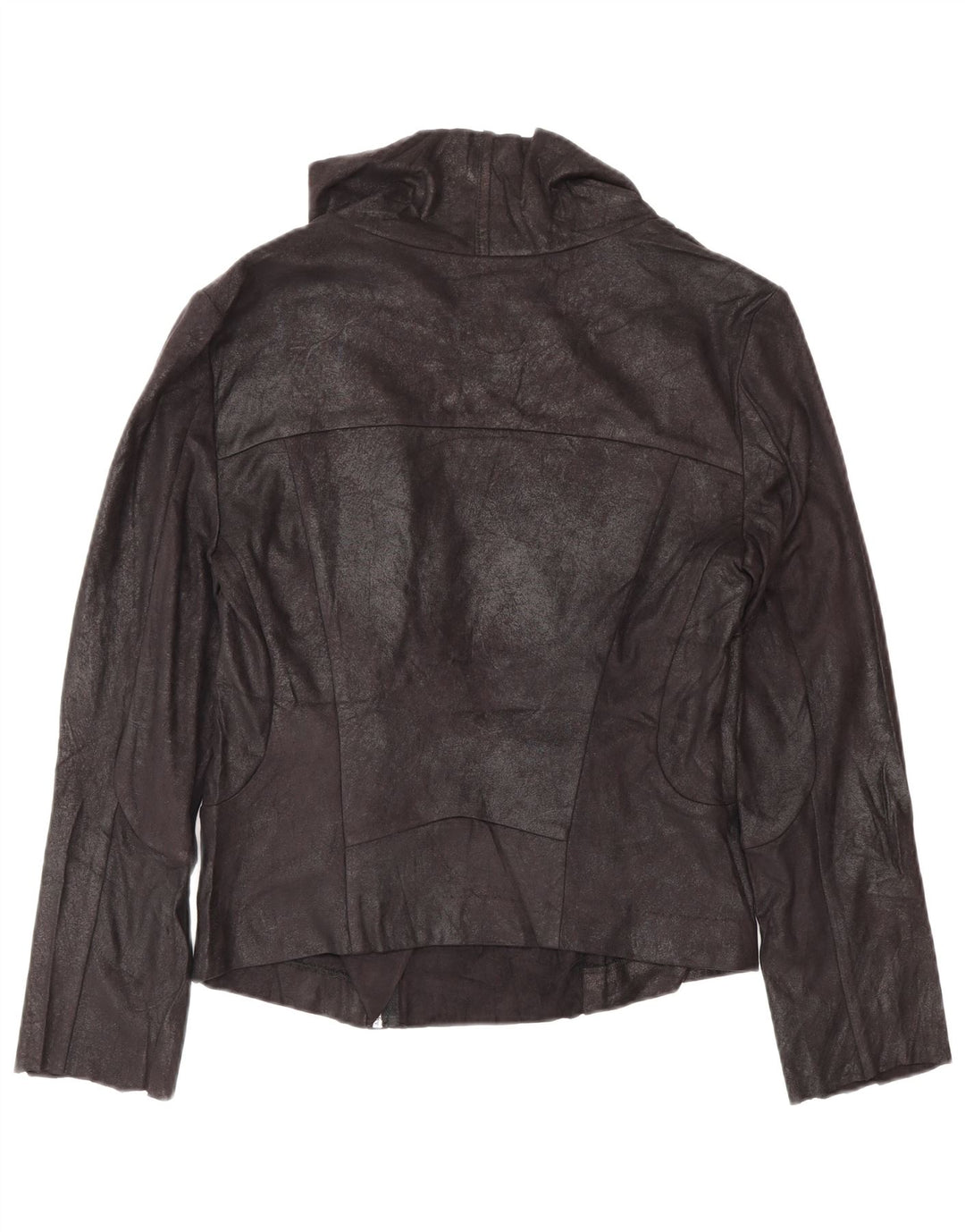 Calvin Klein Womens Faux Leather Bomber Jacket UK 10 Small Black Biker
