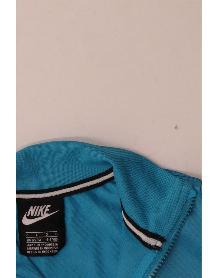 Nike Boys Graphic Tracksuit Top Jacket 6-7 Years Large Blue Colourblock