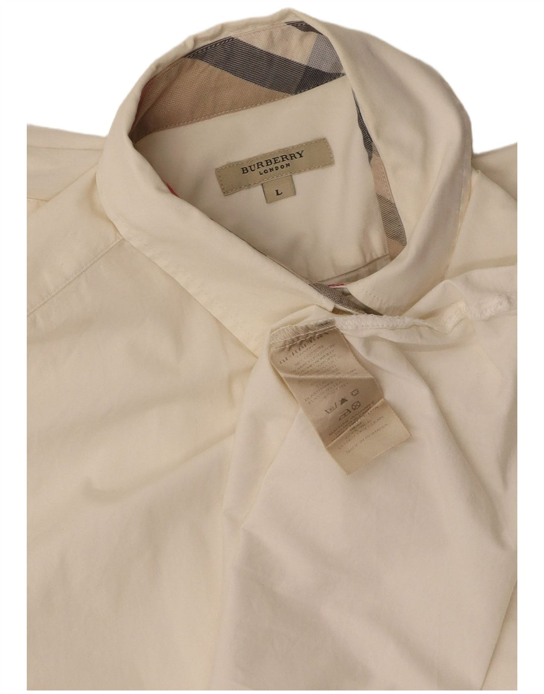 BURBERRY Womens Shirt UK 16 Large Off White Cotton