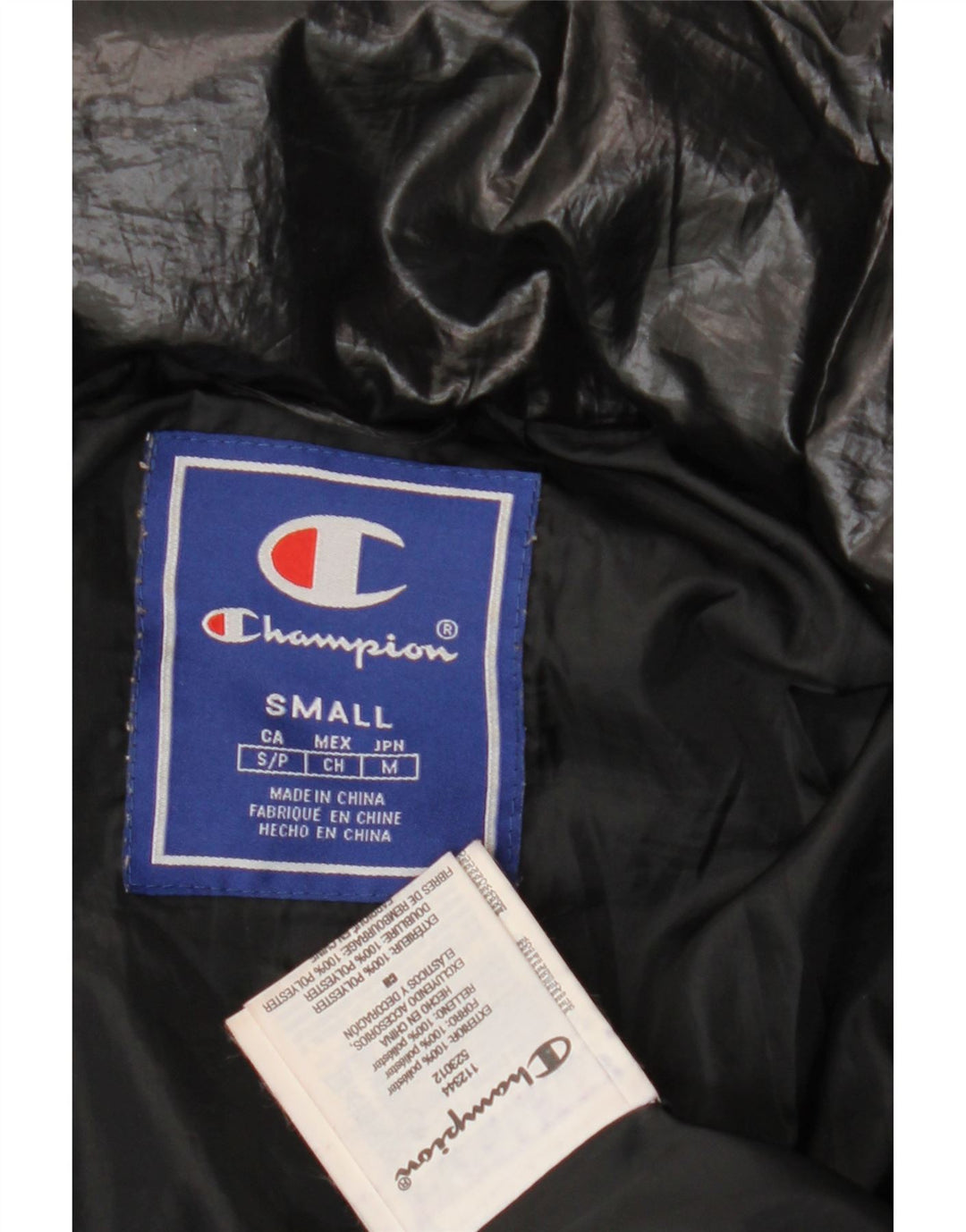 Champion Womens Graphic Oversized Padded Jacket UK 10 Small Black Polyester