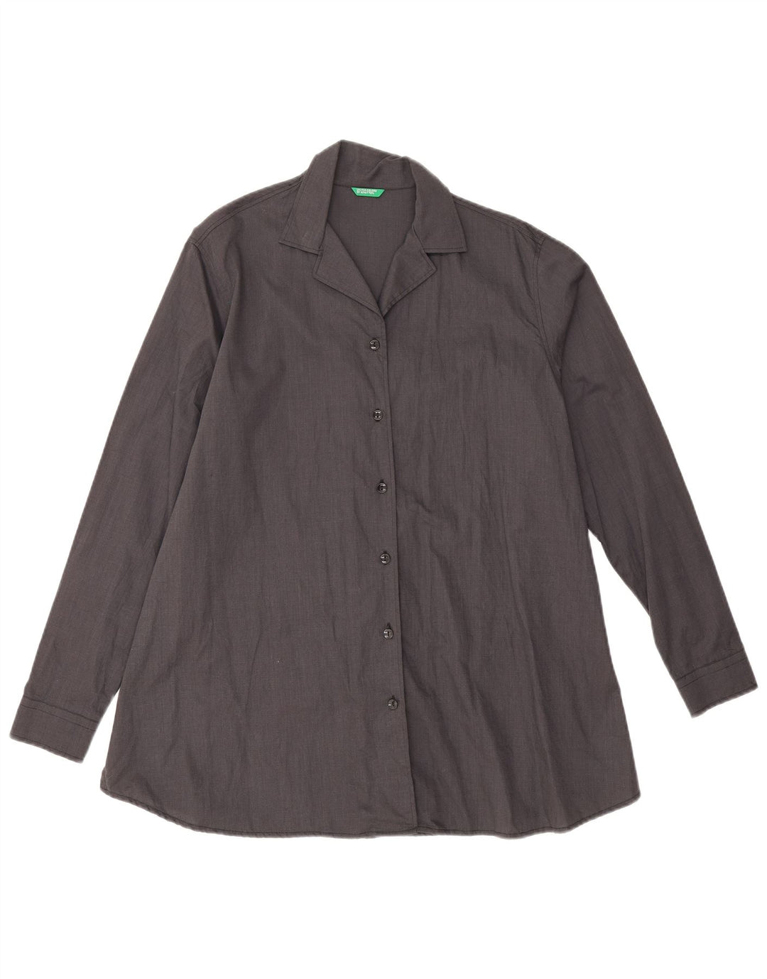 Benetton Womens Oversized Shirt UK 10 Small Grey Cotton