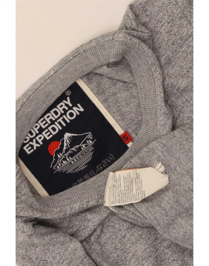 Superdry Mens Graphic Top Long Sleeve Small Grey Flecked Cotton