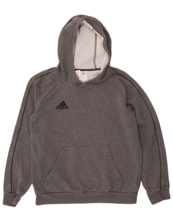 ADIDAS Boys Hoodie Jumper 13-14 Years Grey Cotton
