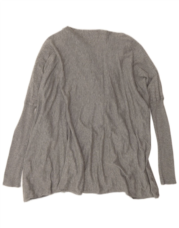 All Saints Womens Oversized V-Neck Jumper Sweater UK 14 Medium Grey
