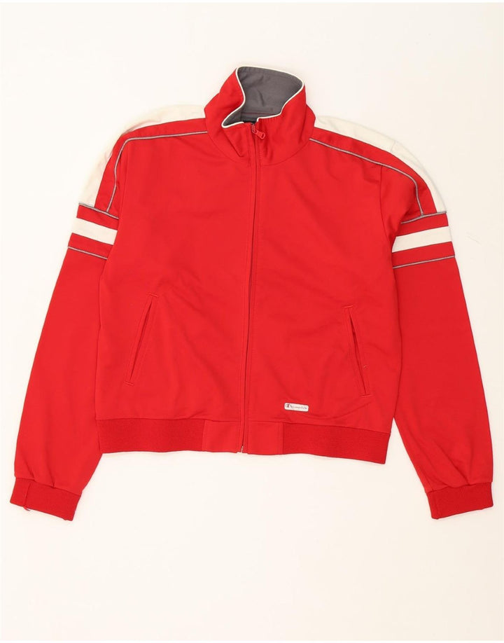 CHAMPION Womens Tracksuit Top Jacket UK 14 Medium Red Colourblock Vintage Champion and Second-Hand Champion from Messina Hembry 