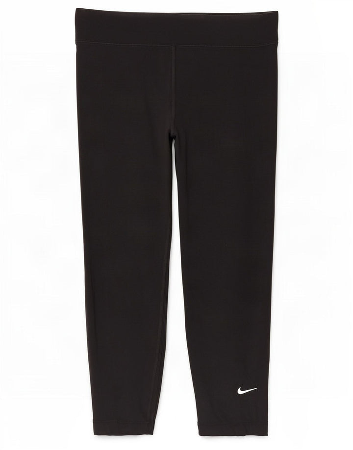 Nike Womens Crop Leggings UK 12 Medium Black Cotton