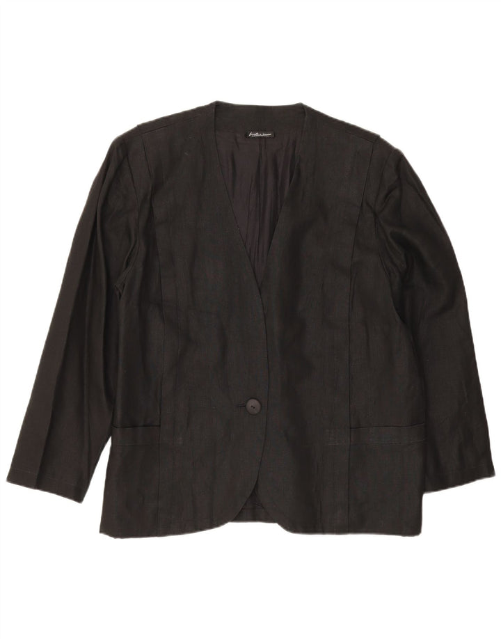 Vintage Womens 1 Button Blazer Jacket UK 14 Large Black