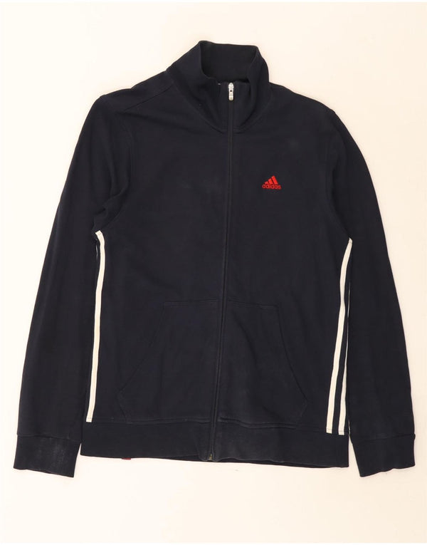 Adidas Mens Tracksuit Top Jacket UK 36/38 Small Navy Blue Cotton