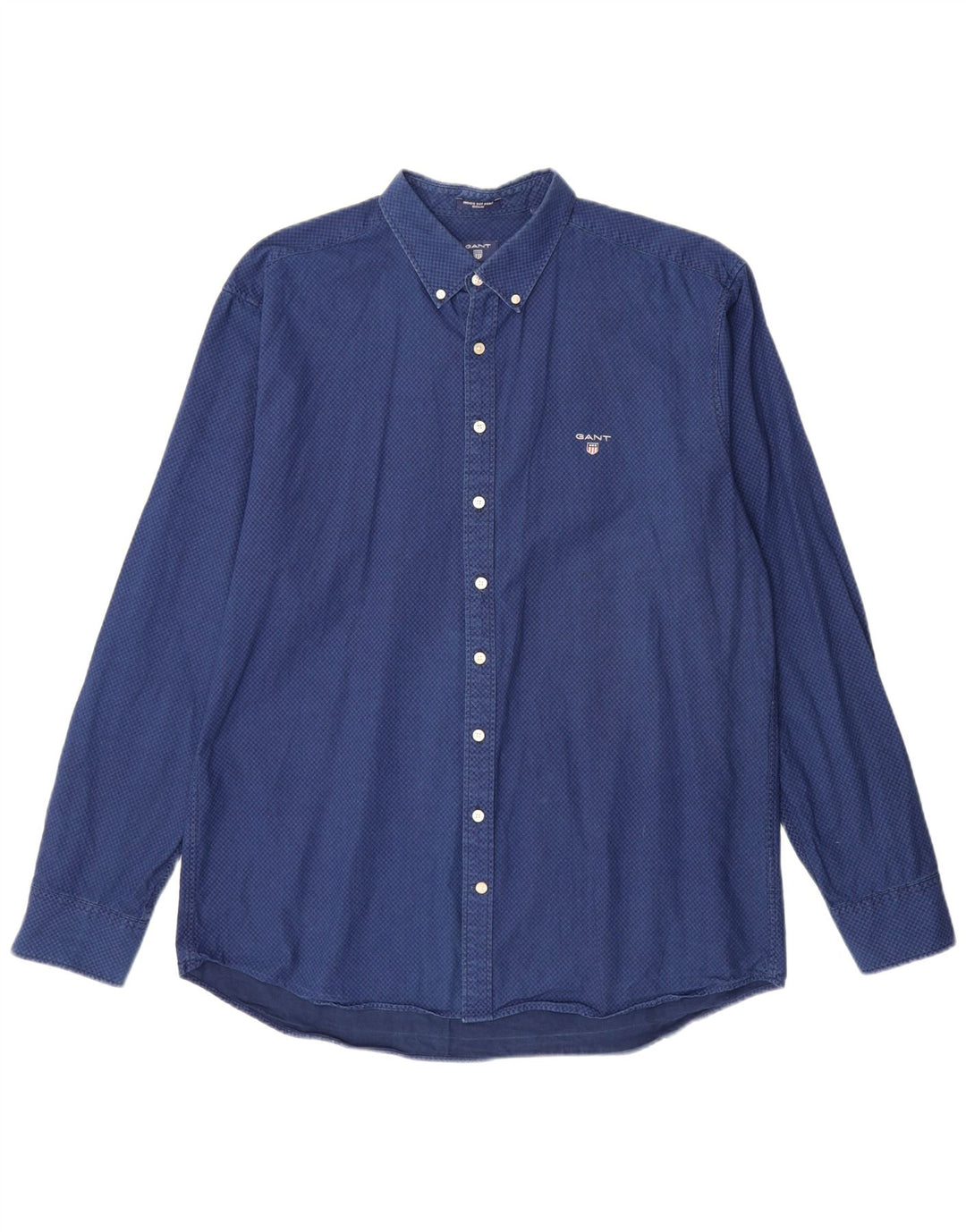 GANT Mens Regular Fit Shirt Size 45/46 18 2XL Blue Geometric Cotton