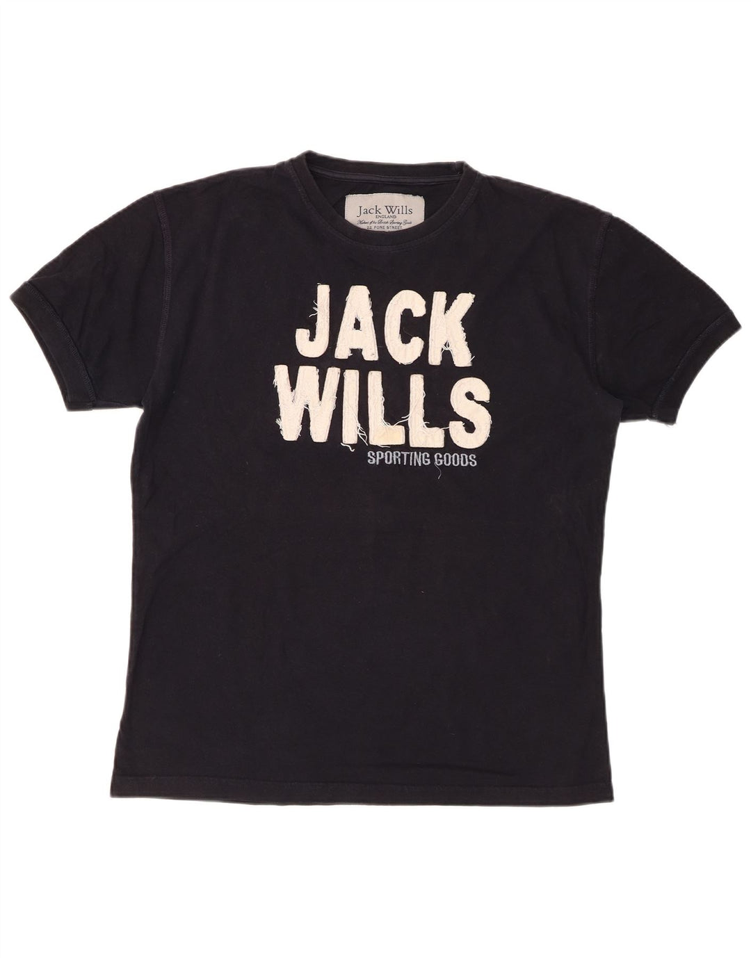 JACK WILLS Mens Graphic T-Shirt Top Medium Black Cotton