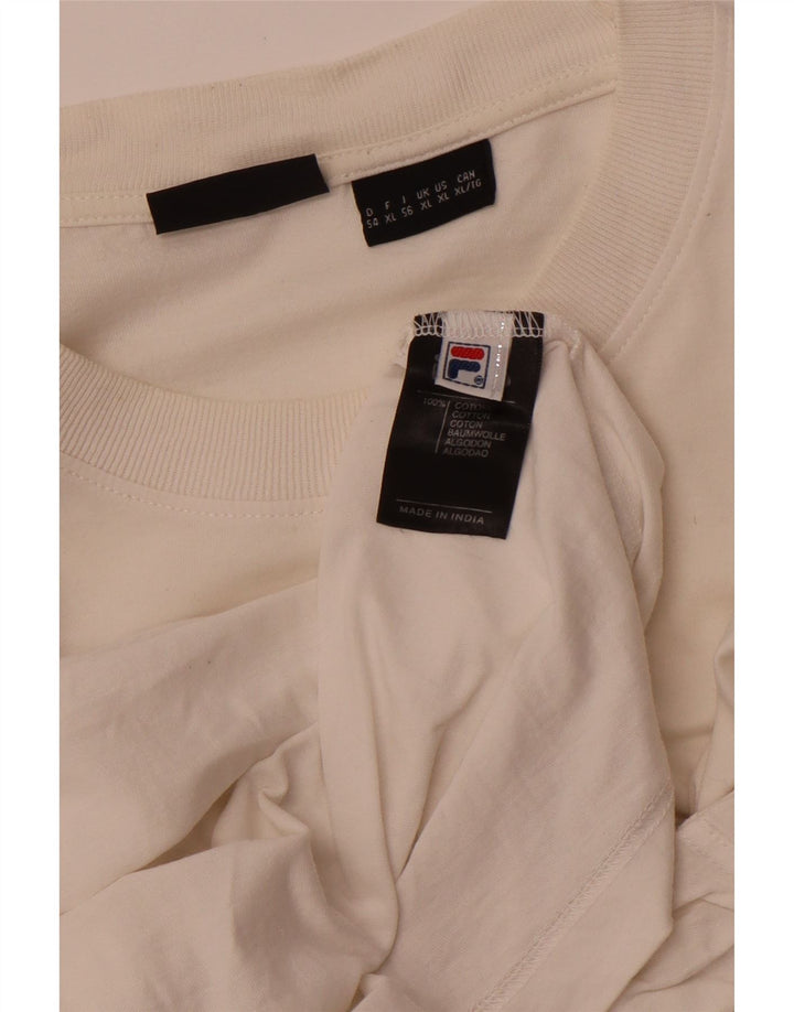 FILA Mens Graphic T-Shirt Top XL White Cotton