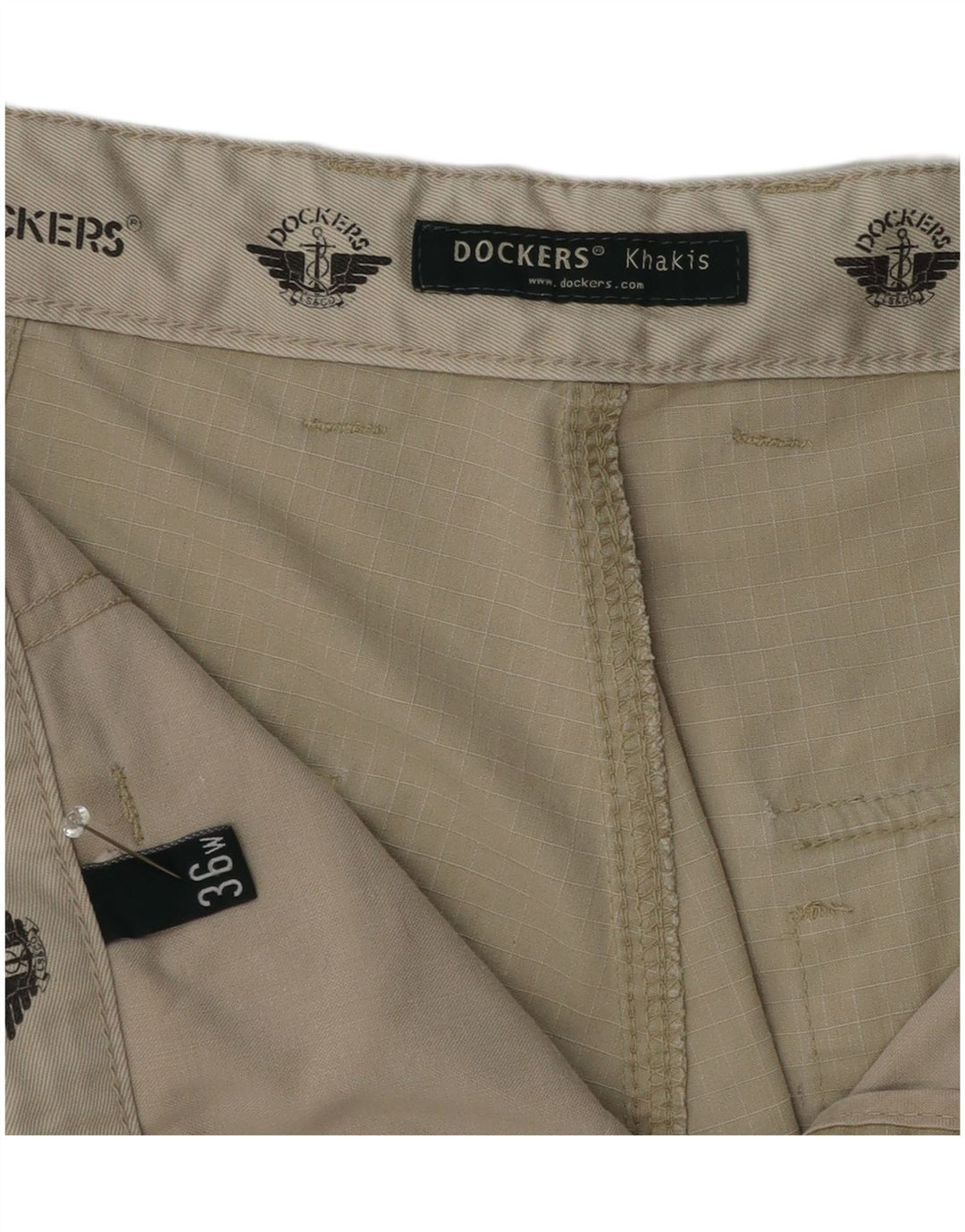Dockers Womens Khakis Cargo Shorts W36 Large Khaki Check