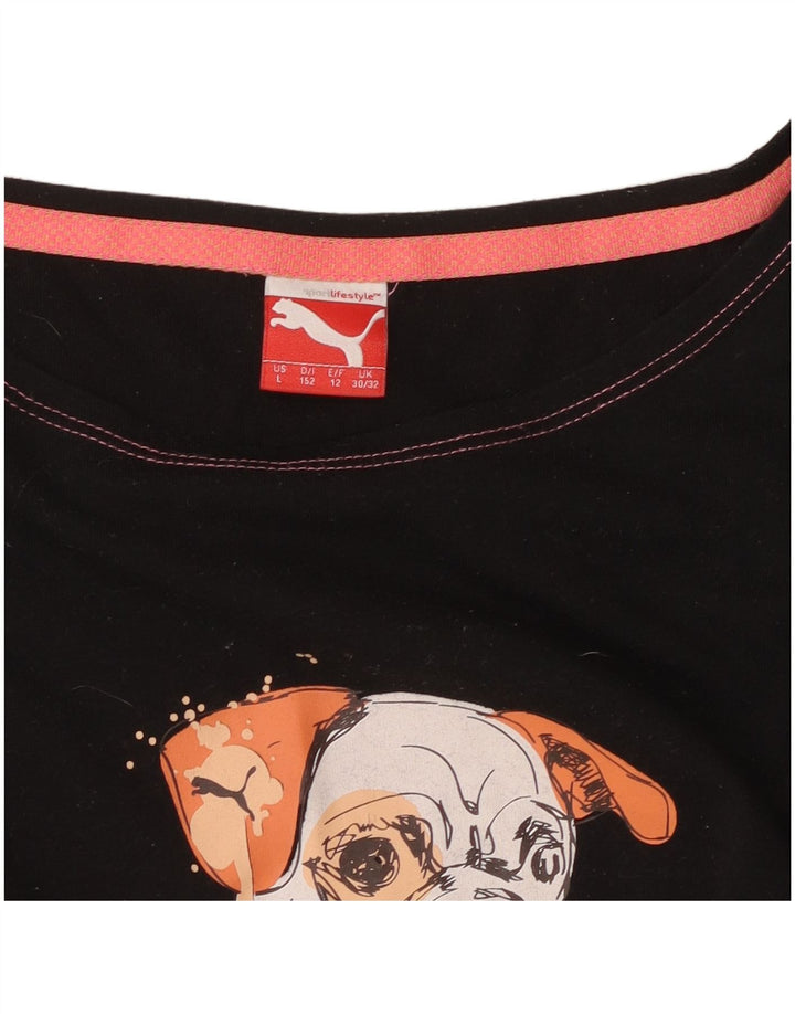 PUMA Girls Graphic T-Shirt Top 11-12 Years Black