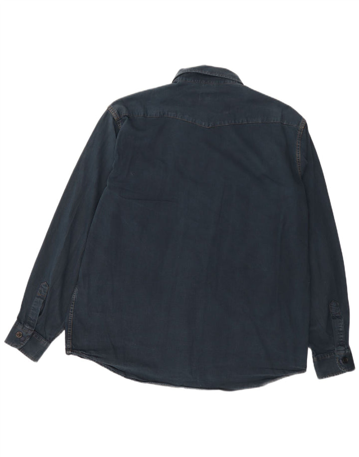 Carrera Mens Denim Shirt 2XL Navy Blue Cotton