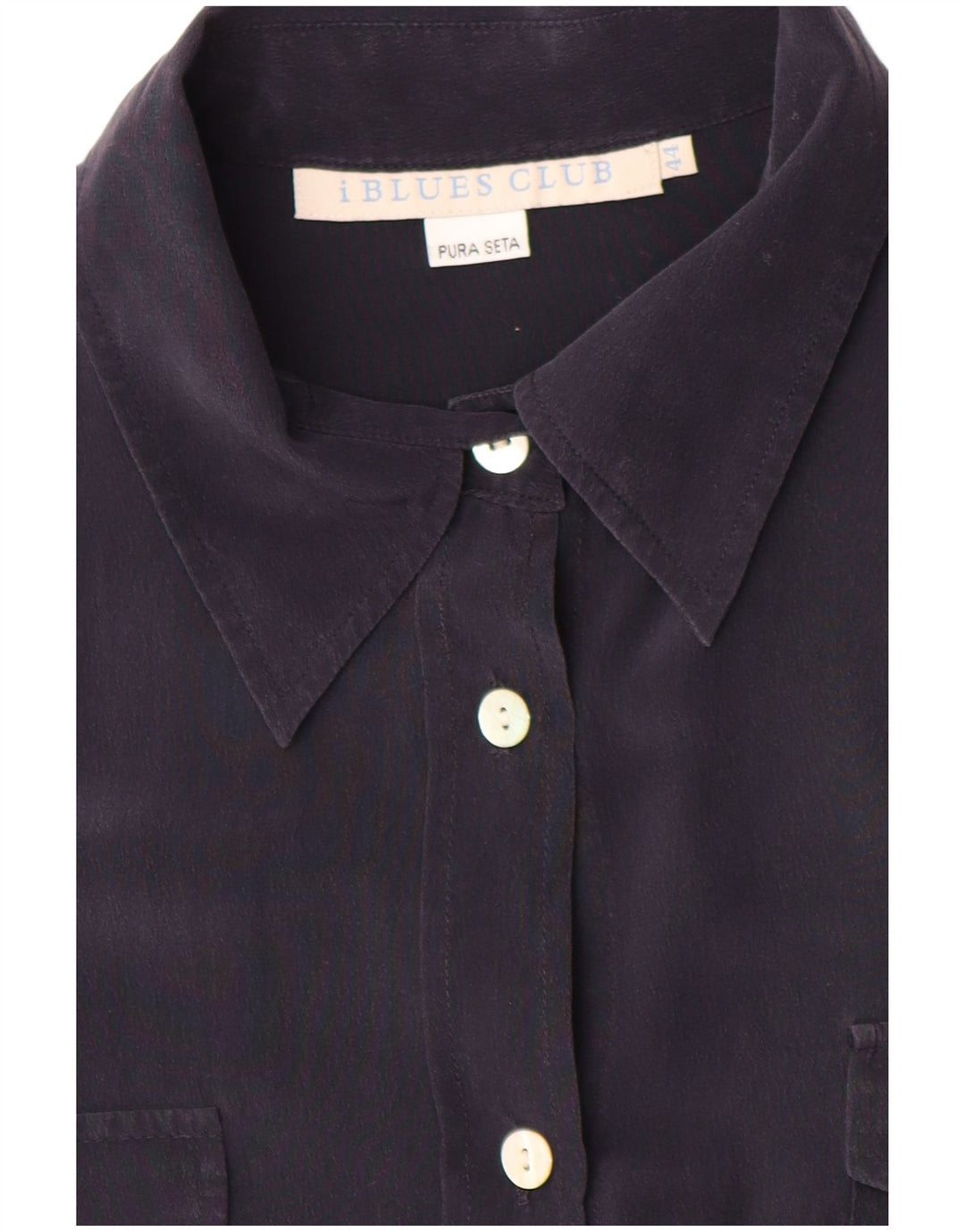 i Blues Womens Shirt Blouse IT 44 Medium Navy Blue Silk