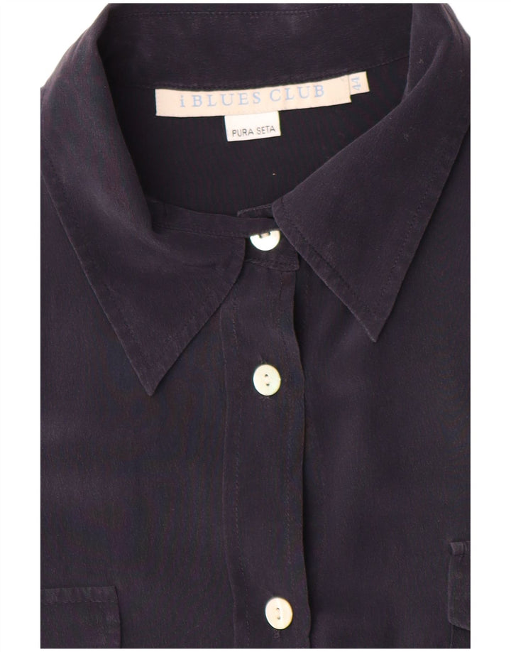 i Blues Womens Shirt Blouse IT 44 Medium Navy Blue Silk