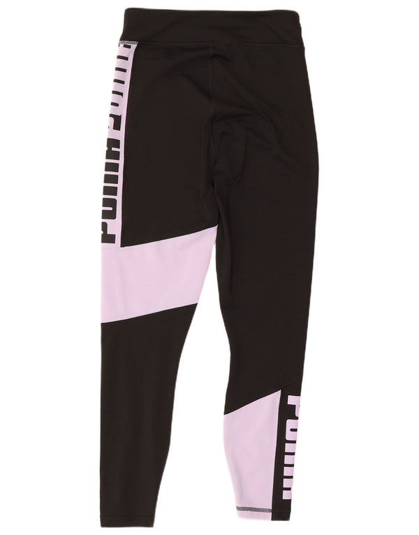 Puma Womens Graphic Leggings UK 10 Small Black Colourblock