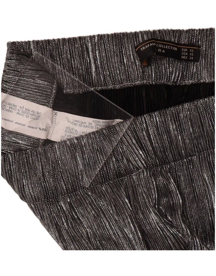 ZARA Womens Wide Leg Capri Trousers XS W24 L20  Silver Polyester