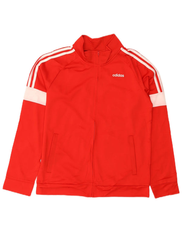 Adidas Girls Tracksuit Top Jacket 13-14 Years XL Red Colourblock Polyester