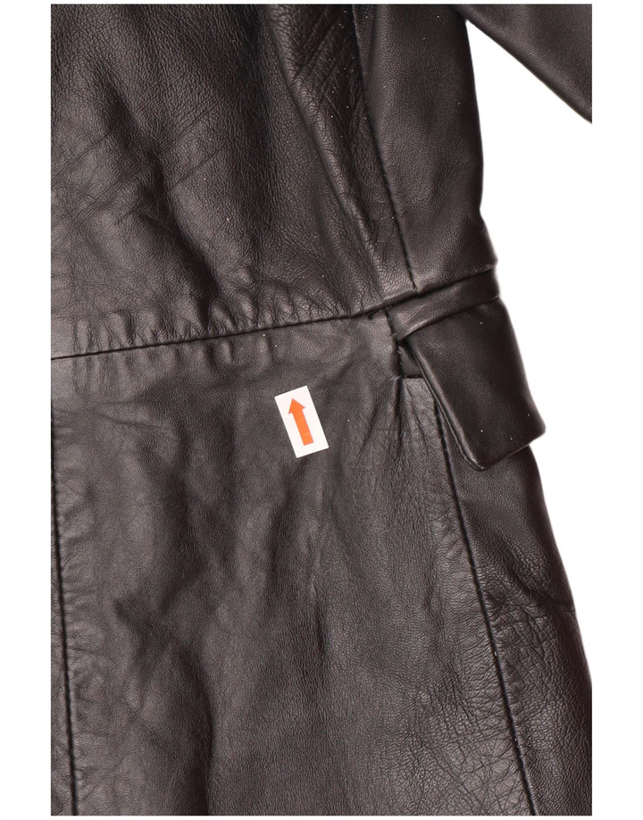 Vintage Womens Leather Coat UK 14 Medium Black Leather