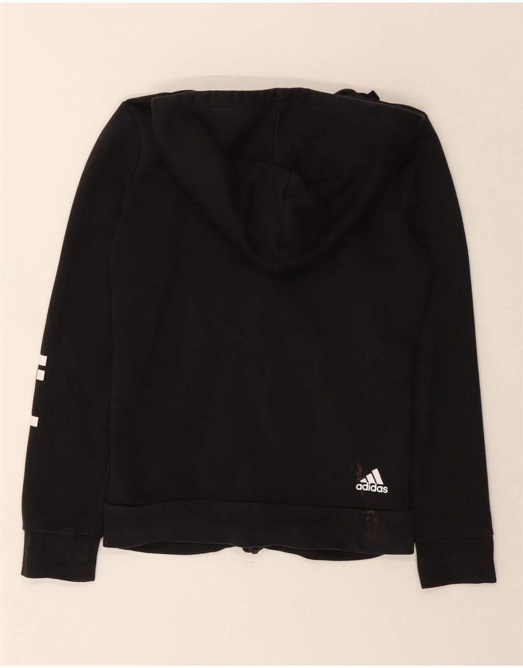 ADIDAS Womens Graphic Zip Hoodie Sweater UK 12 Medium Black