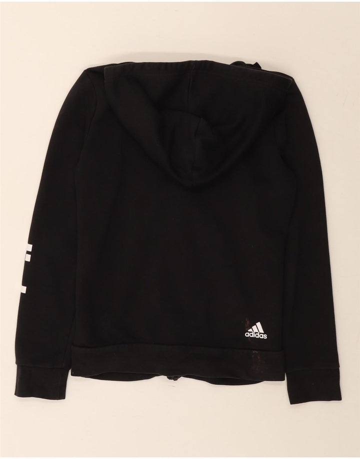 ADIDAS Womens Graphic Zip Hoodie Sweater UK 12 Medium Black