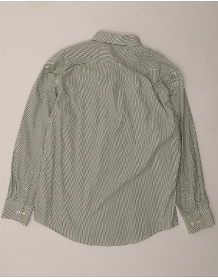 IZOD Mens Shirt Medium Green Pinstripe Cotton Vintage Izod and Second-Hand Izod from Messina Hembry 