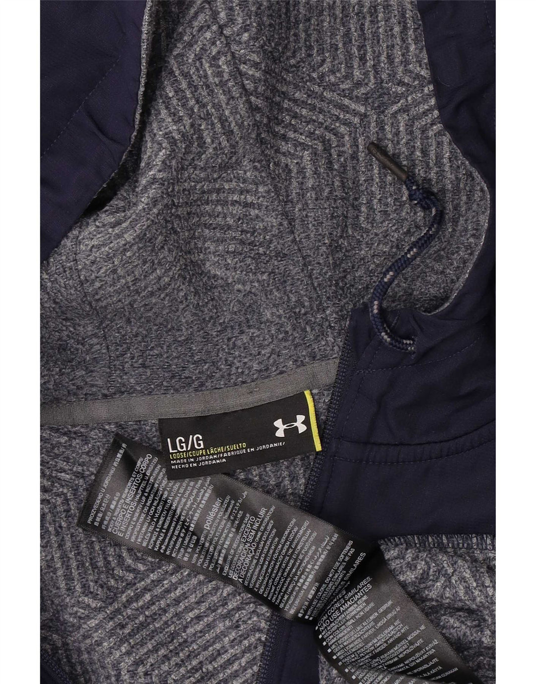 Under Armour Mens Zip Hoodie Sweater Large Grey Colourblock Polyester