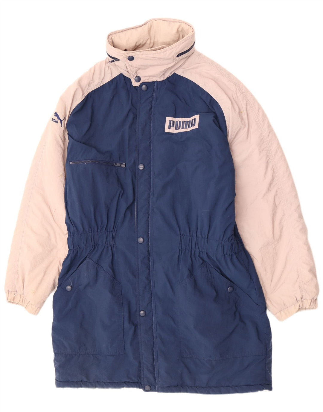 Puma Mens Graphic Padded Coat IT 52 XL Navy Blue Colourblock Polyamide