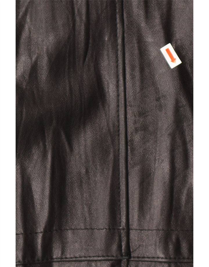 VINTAGE Mens Loose Fit Leather Coat UK 38 Medium Black Leather
