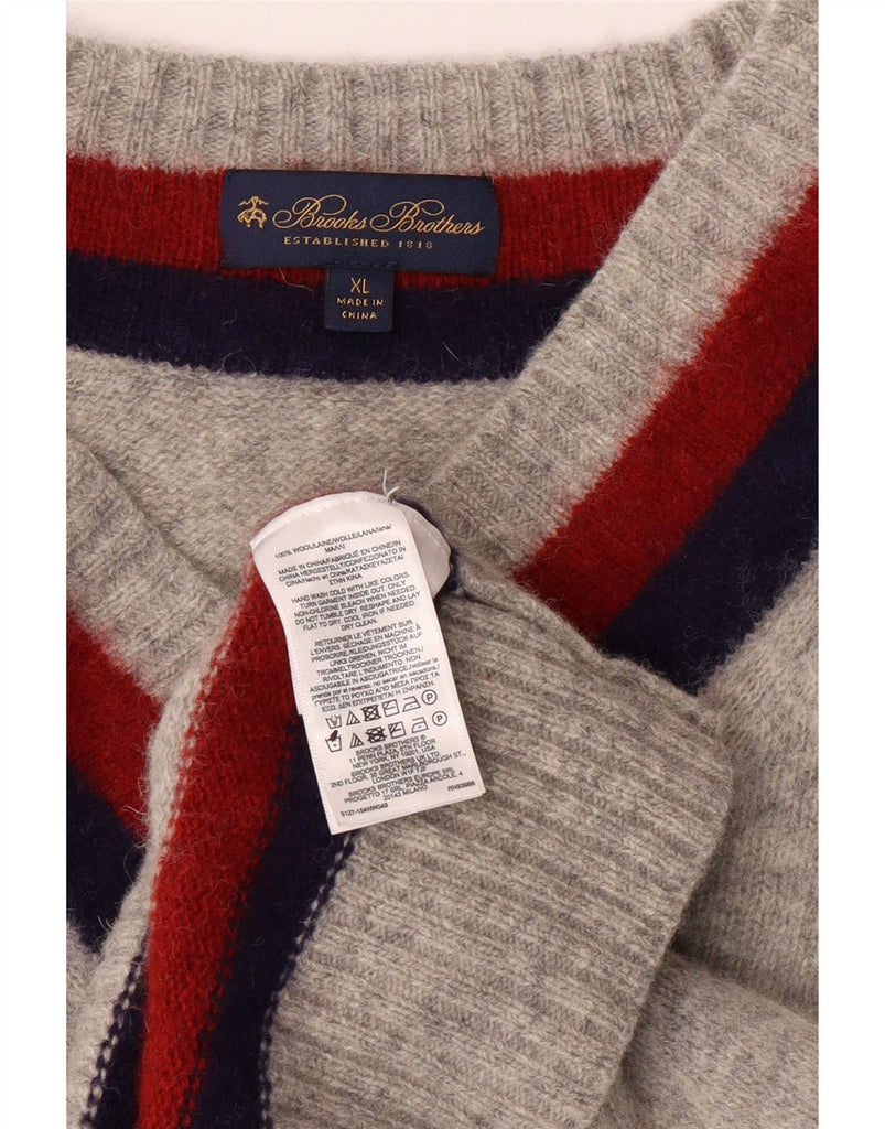 BROOKS BROTHERS Womens V-Neck Jumper Sweater UK 18 XL Grey Wool Vintage Brooks Brothers and Second-Hand Brooks Brothers from Messina Hembry 