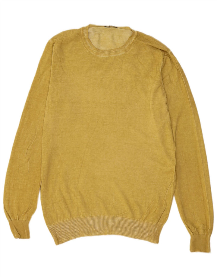 Sisley Womens Crew Neck Jumper Sweater UK 14 Medium Yellow