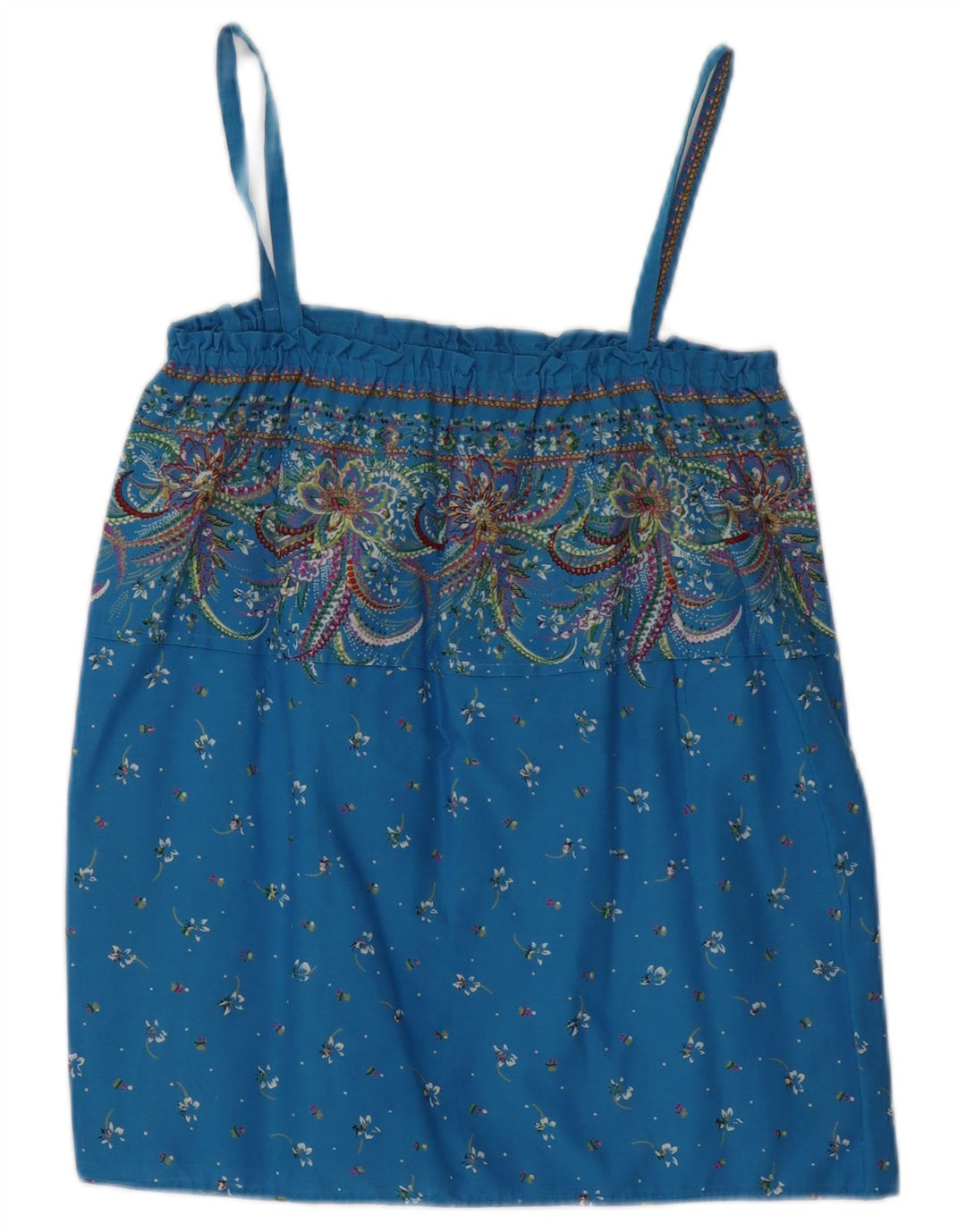 Vintage Womens Cami Top UK 12 Medium Blue Floral
