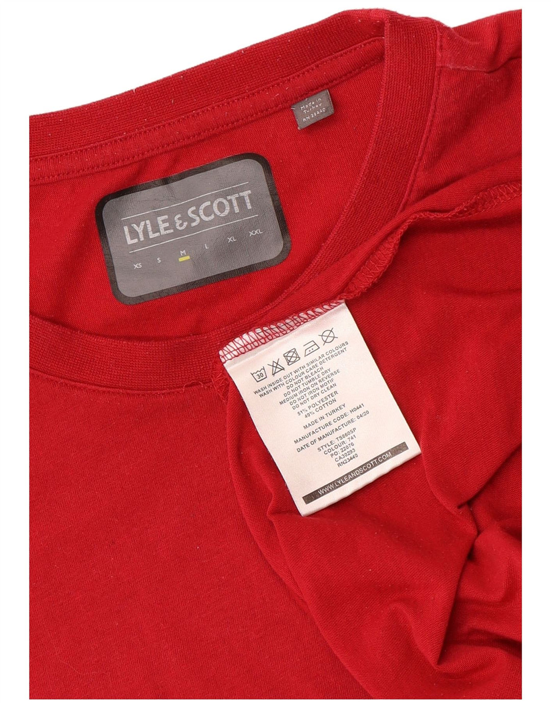 Lyle & Scott Mens T-Shirt Top Medium Red Polyester
