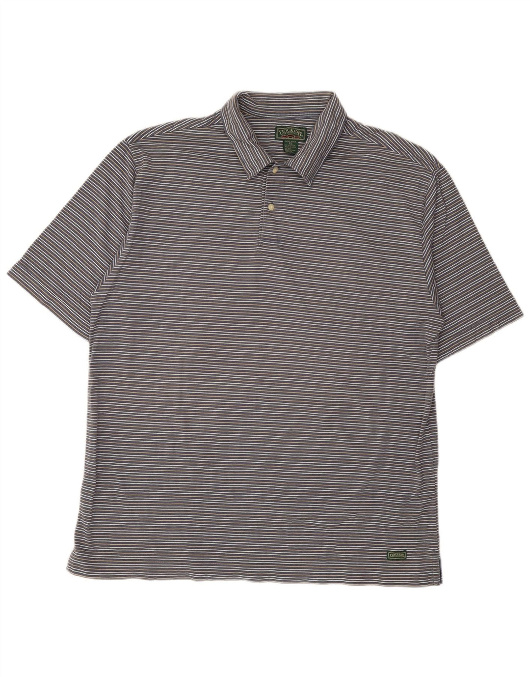 Dockers Mens Polo Shirt XL Grey Striped Cotton