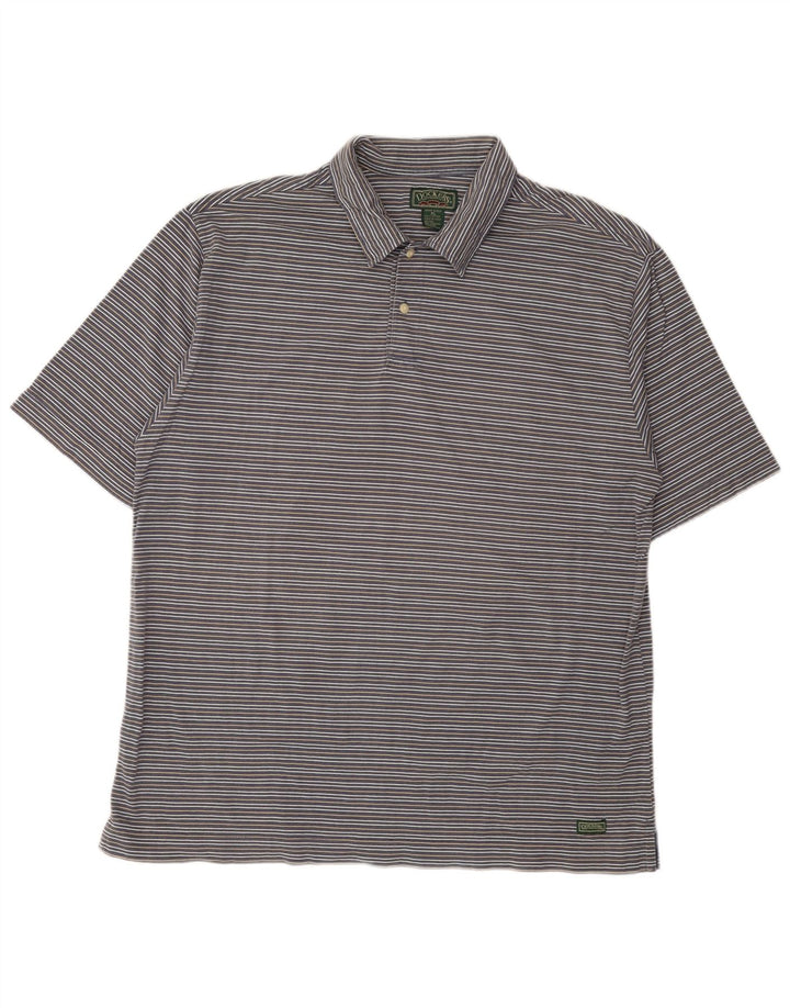 Dockers Mens Polo Shirt XL Grey Striped Cotton